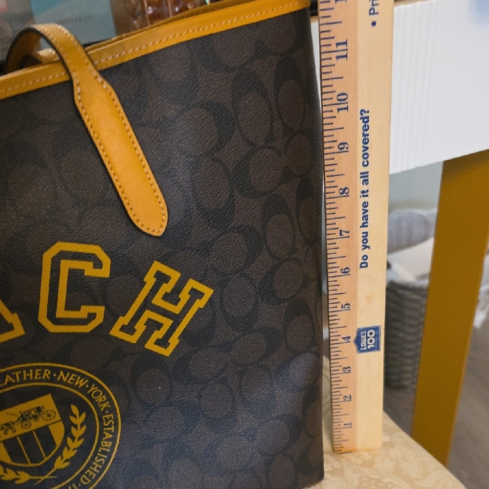 Coach Brown Tote with Yellow Accents - Picture 7 of 11